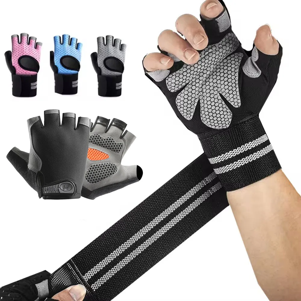 Crossfit Workout With Equipment - 1Pair Half Finger Gym Fitness Gloves