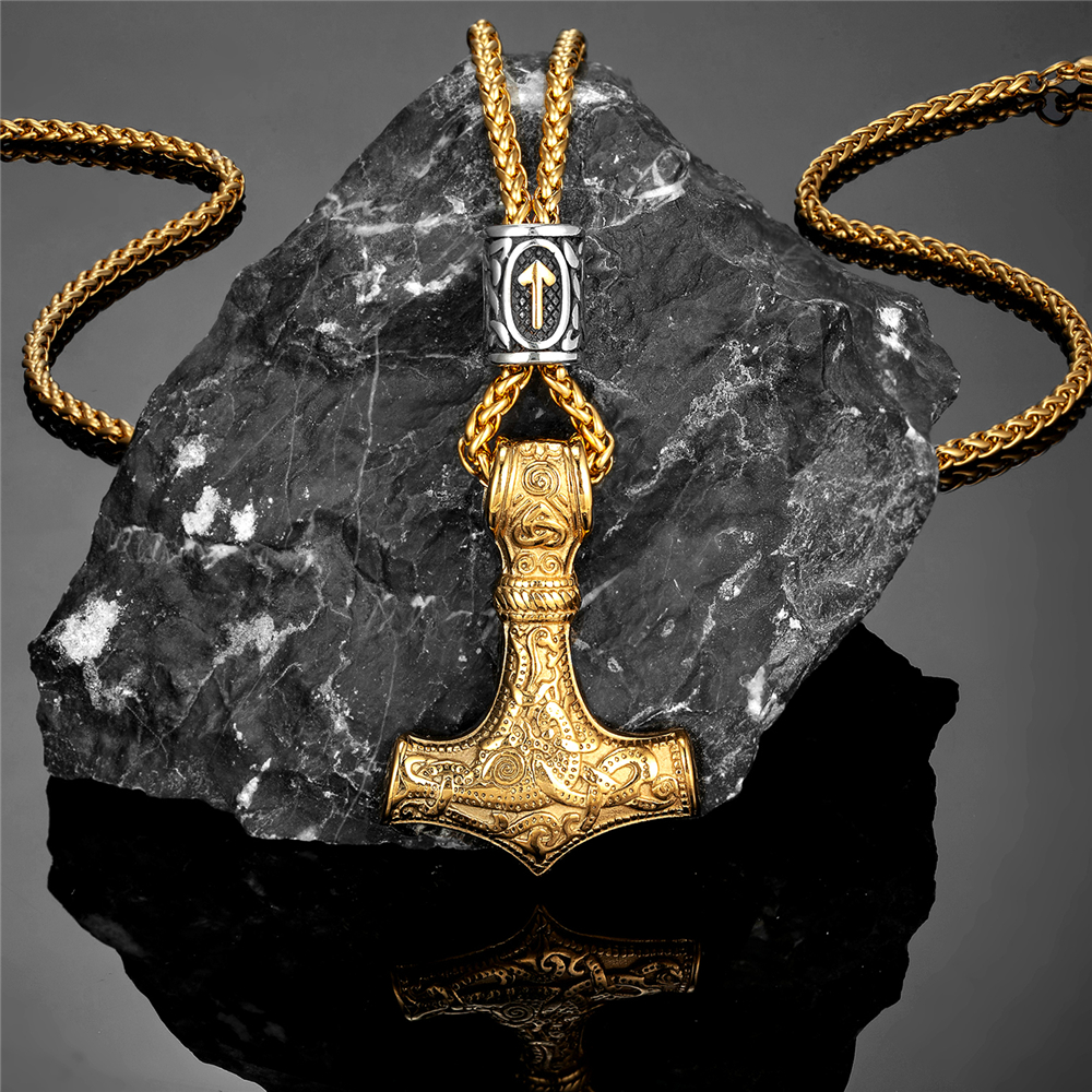 Gold Plated Norse Runes Beads  - Battle Rope Anchor avaliação e preço