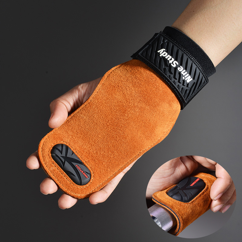 Cowhide Gym Grips Gloves Weigh - Crossfit Workout With Equipment avaliação e preço