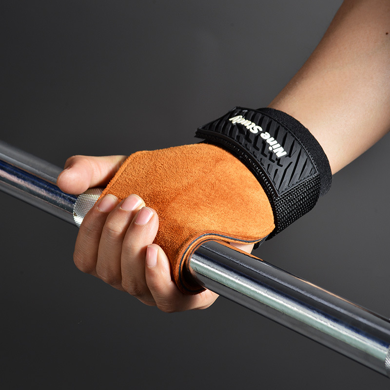 Cowhide Gym Grips Gloves Weigh - Crossfit Workout With Equipment avaliação e preço