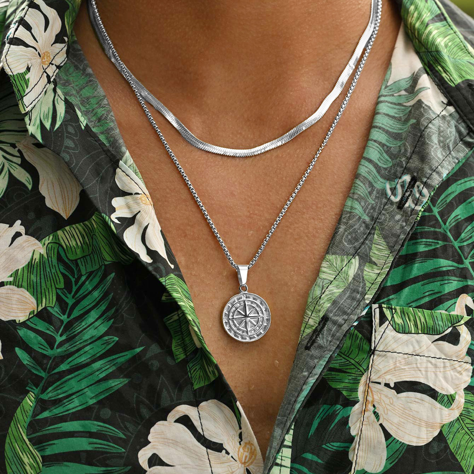 2pcs/set Compass Necklace for  - Battle Rope Anchor avaliação e preço