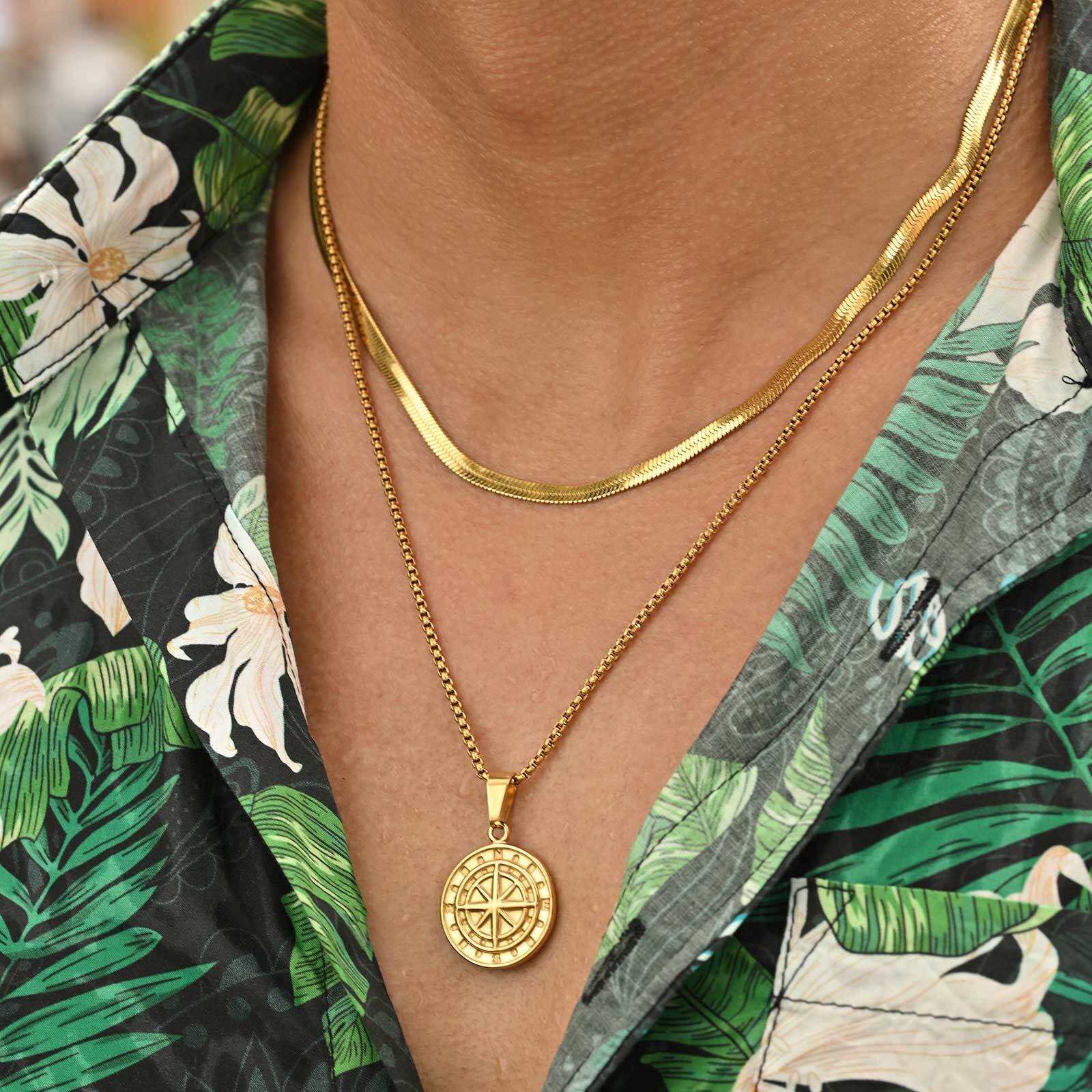 2pcs/set Compass Necklace for  - Battle Rope Anchor avaliação e preço