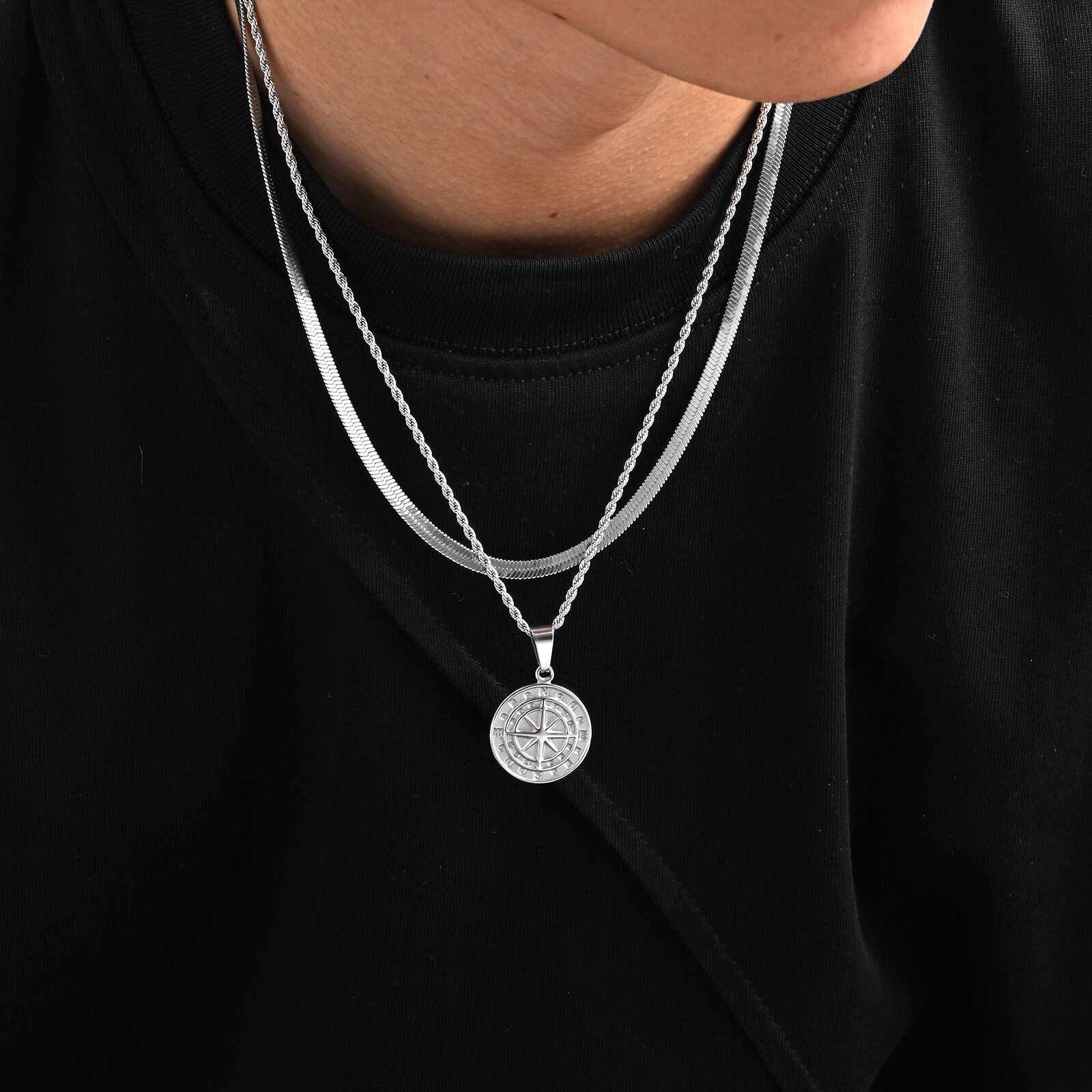 2pcs/set Compass Necklace for  - Battle Rope Anchor avaliação e preço