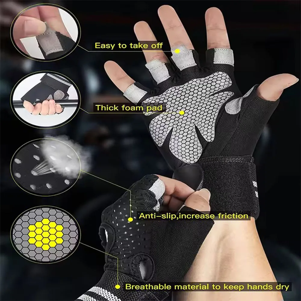 1Pair Half Finger Gym Fitness  - Crossfit Workout With Equipment avaliação e preço