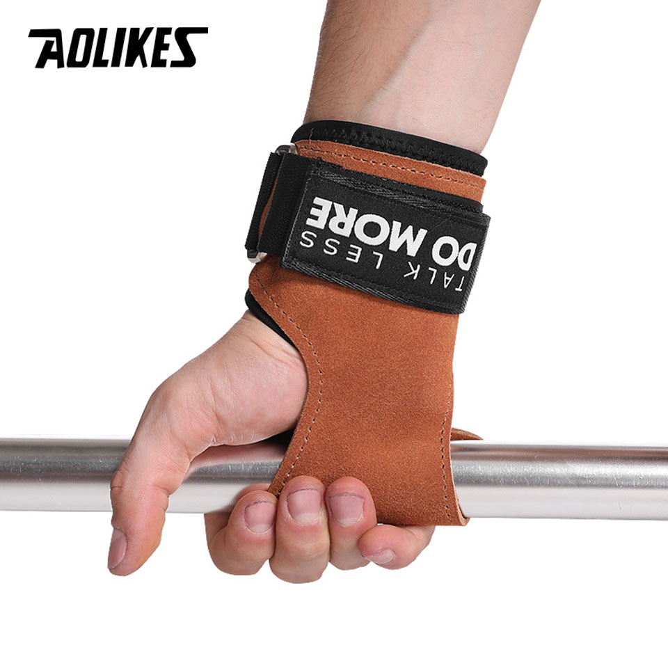 AOLIKES Cowhide Gym Grips Glov - Crossfit Workout With Equipment avaliação e preço