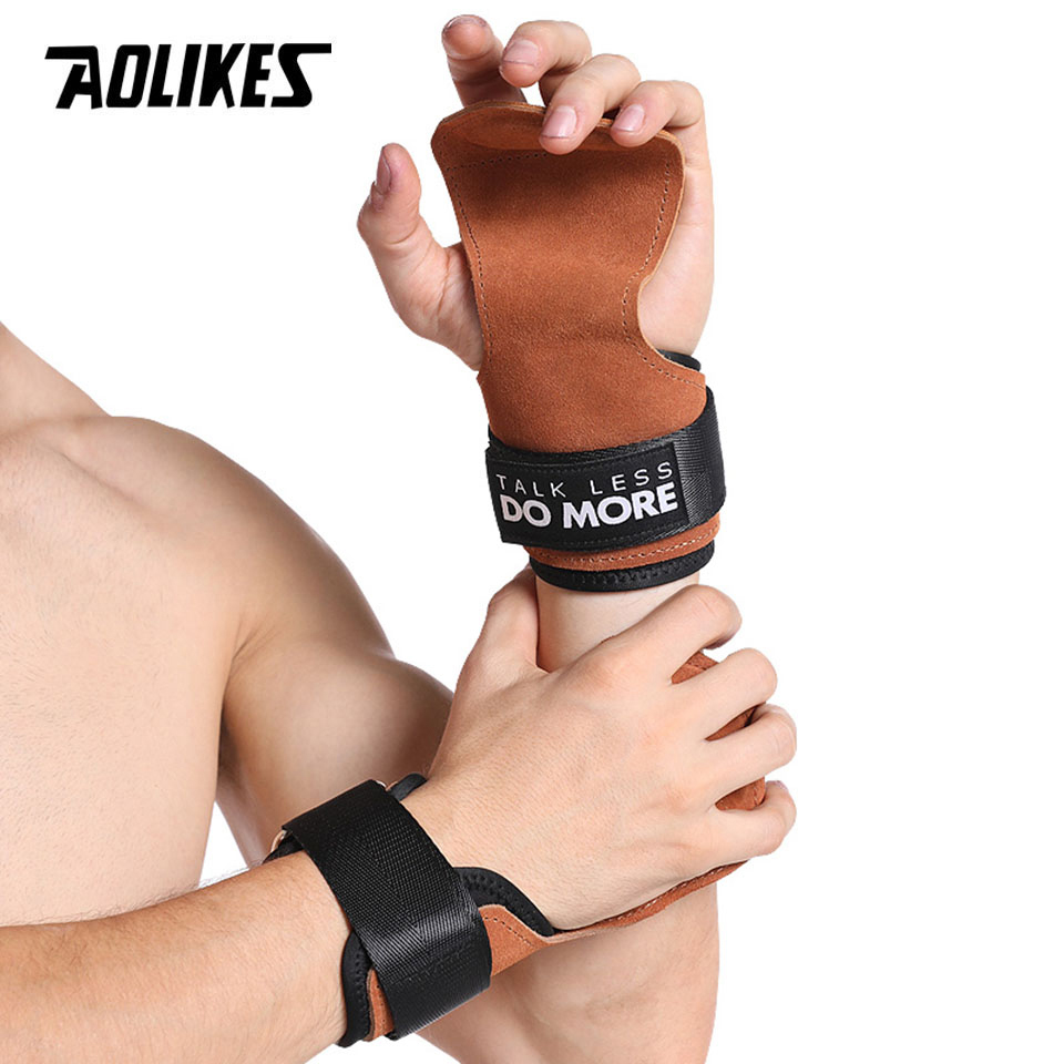 AOLIKES Cowhide Gym Grips Glov - Crossfit Workout With Equipment avaliação e preço
