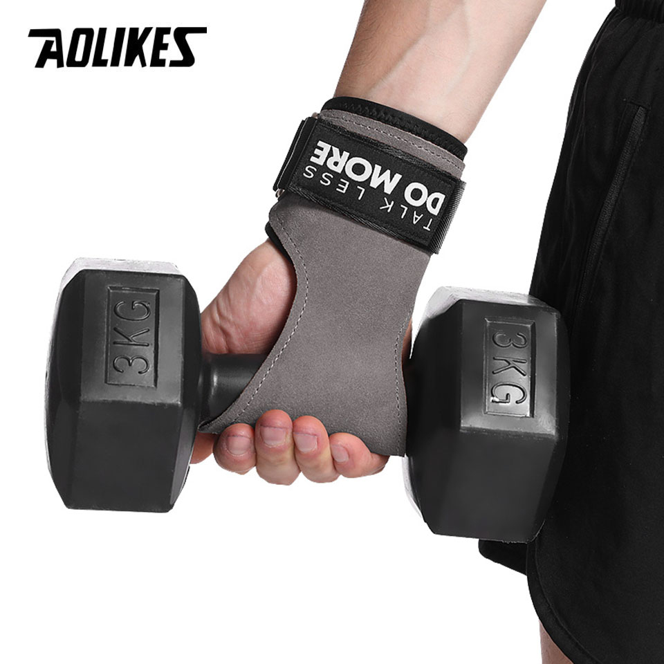 AOLIKES Cowhide Gym Grips Glov - Crossfit Workout With Equipment avaliação e preço