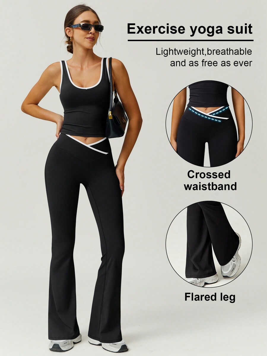 Women 2pcs Sports Vest And Fla - Crossfit Vest avaliação e preço