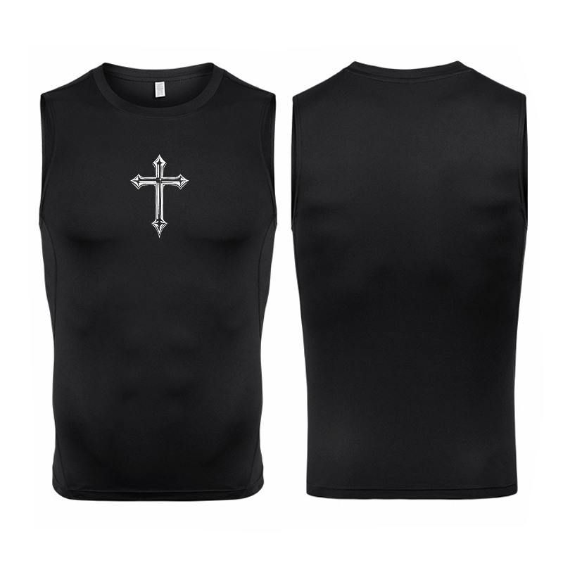 Cross Print Sleeveless Compres - Crossfit Vest avaliação e preço